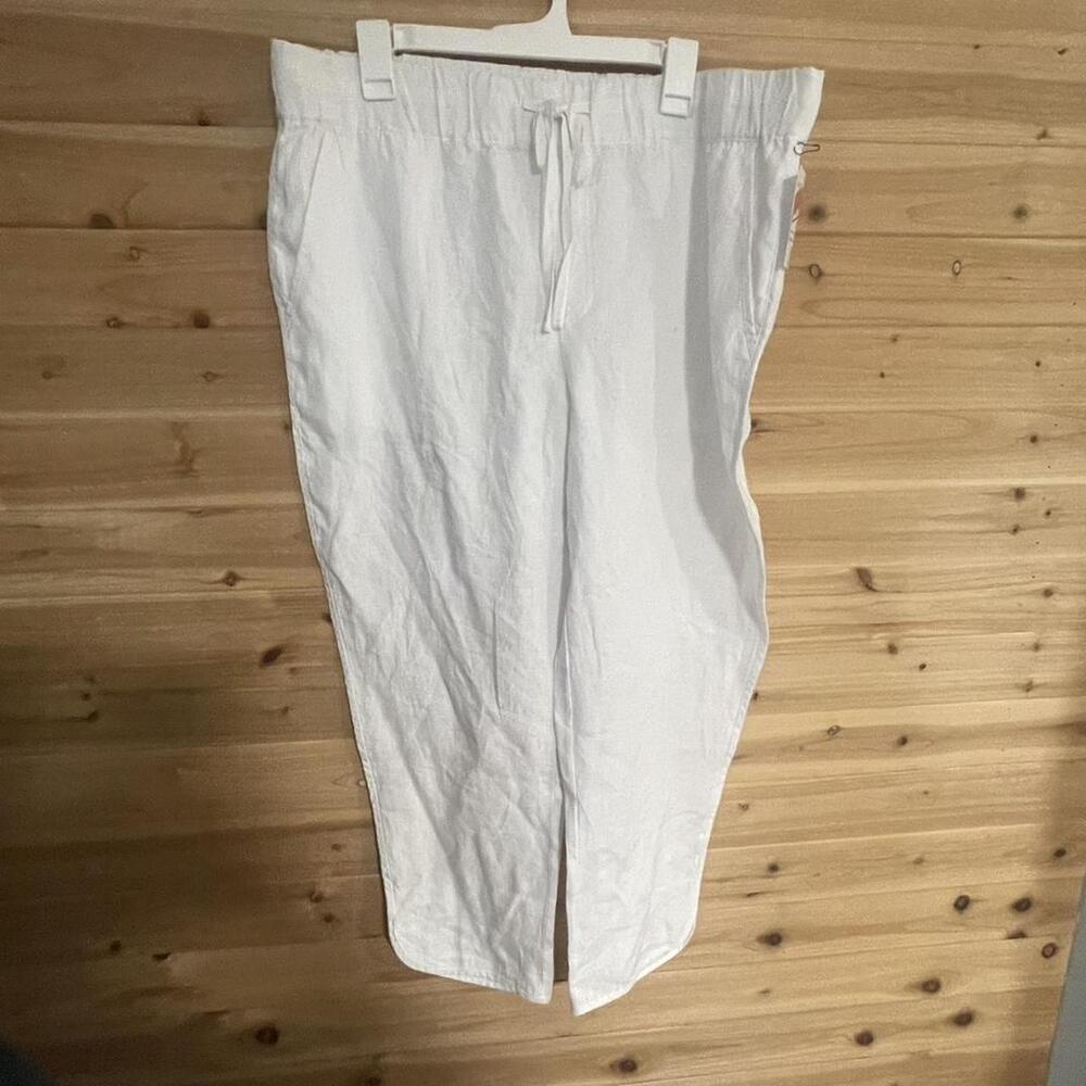 Caslon White 100 Linen Pants New - Picture 1 of 5